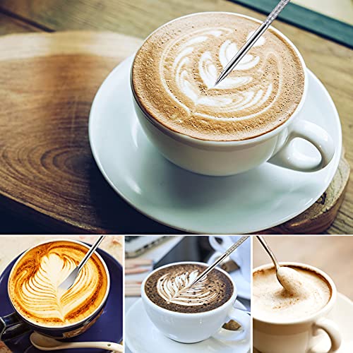 NewGF Milk Frothing Pitchers-12oz/350ML Stainless Steel Steaming Pitchers, Scale Coffee/Milk/Cappuccino/Latte Art Barista Steam Pitchers, Milk Jug Cup with Decorating Pen-Silver - Image 4