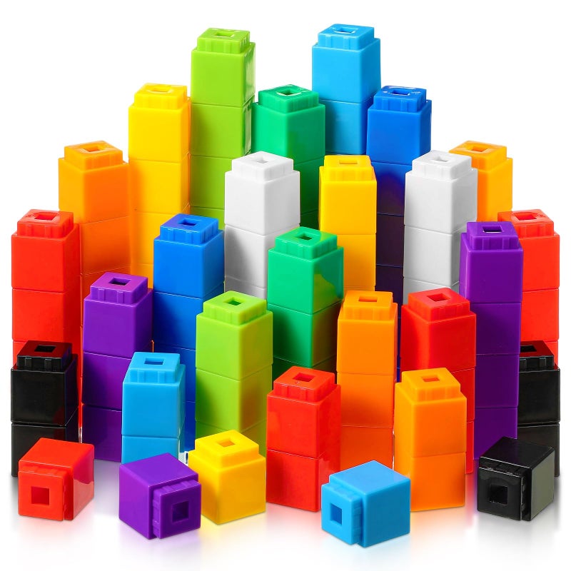 Jenaai 100 Pcs Linking Cubes Plastic Math Cubes Manipulative Counting Blocks STEM Snap Blocks Connecting and Counting for Early Math and Construction Homeschool Preschool SuppliesClassic
