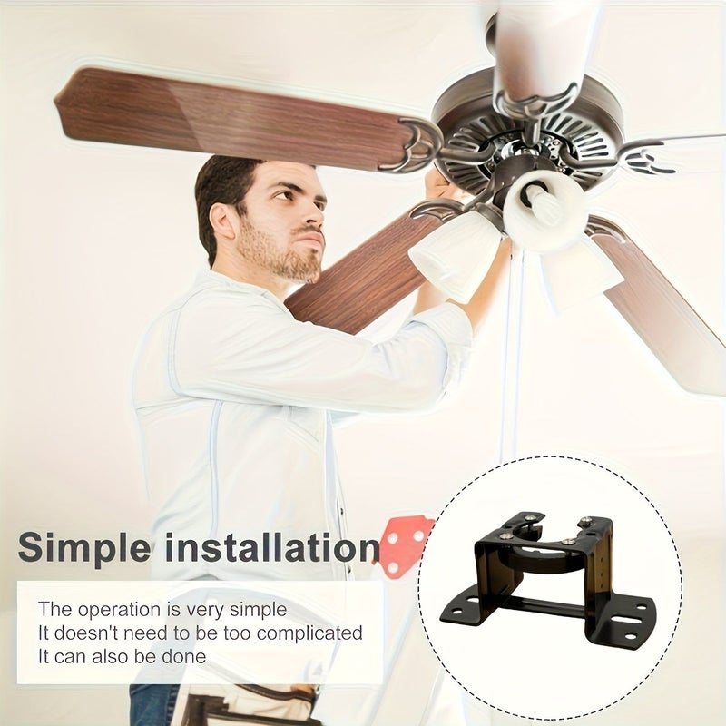 Black Matte Ceiling Fan Light Mounting Adapter Kit Heavy Duty Metal Tilt - Image 3