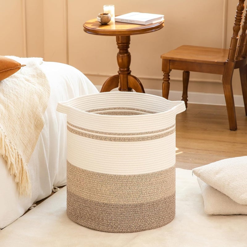 TNTAIAHL 80L Laundry Baskets Hamper with Handles,Decorative Basket for Living room,Woven Storage Basket for Toys Bin,Pillows, Blankets,Clothes-20x18in (Gradient Yellow) - Image 5