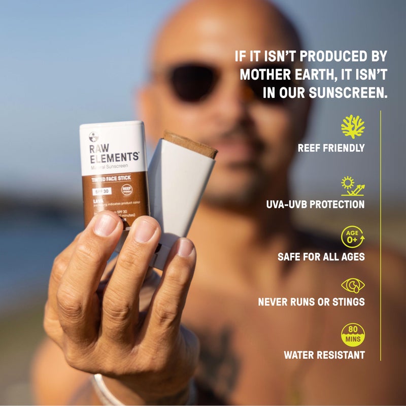 raw elements Raw Element Ultra-Moisturizing Face Tint Sunscreen, SPF 30+, Non Toxic Mineral Face Cream, Non Nano Zinc Oxide, Reef Friendly, Safe for All Ages, 0.5 oz, Bronze, Stick Pack of 1 - Image 3