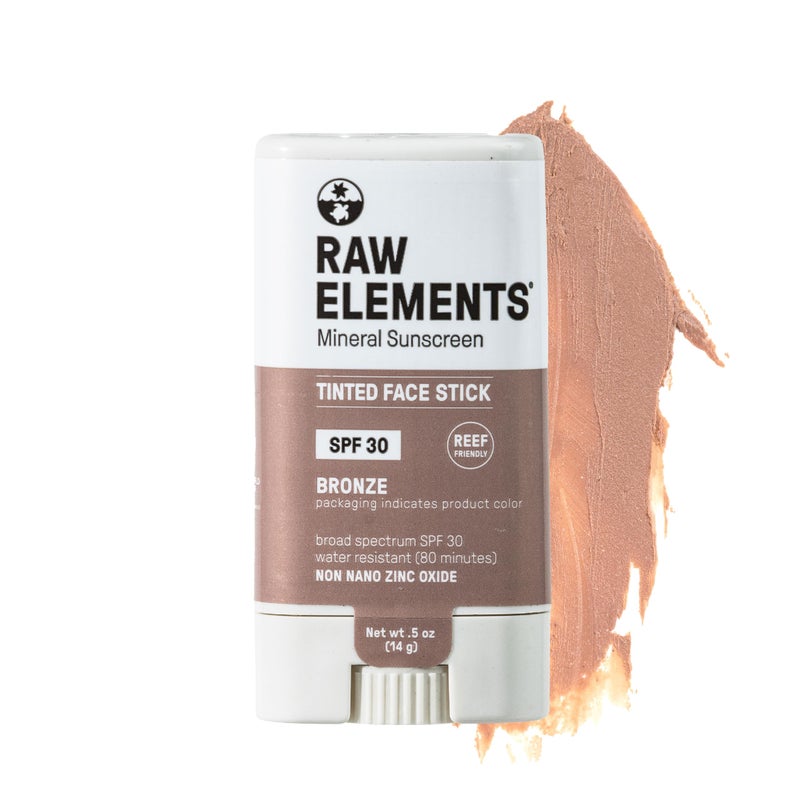 raw elements Raw Element Ultra-Moisturizing Face Tint Sunscreen, SPF 30+, Non Toxic Mineral Face Cream, Non Nano Zinc Oxide, Reef Friendly, Safe for All Ages, 0.5 oz, Bronze, Stick Pack of 1 - Image 1