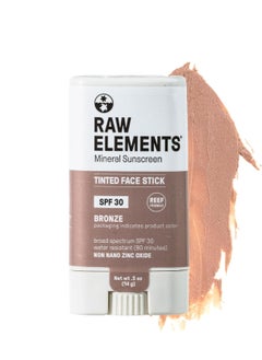 raw elements Raw Element Ultra-Moisturizing Face Tint Sunscreen, SPF 30+, Non Toxic Mineral Face Cream, Non Nano Zinc Oxide, Reef Friendly, Safe for All Ages, 0.5 oz, Bronze, Stick Pack of 1  - Image 1