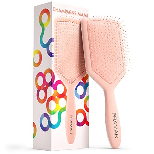 FRAMAR Paddle Hair Brush For Women  Wet Paddle Brush For Thick Hair Wet Hair Brushes For Women Hair Brush Detangler  Reduces Breakage  Champagne