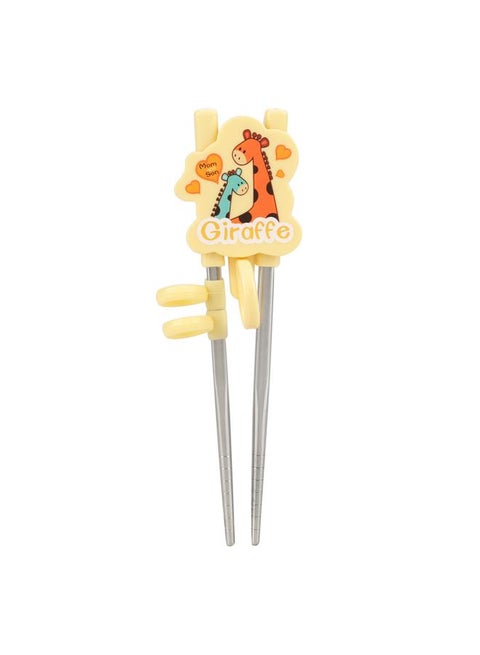 Kids Children Training Chopsticks Learning Flatware Eating Tool for Beginners (Yellow, Deer)