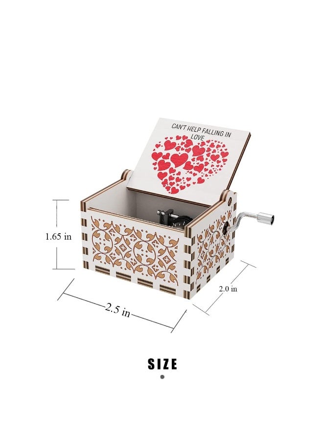 SANMUGEED Can't Help Falling in Love Wood Music Box, Antique Engraved Musical Boxes Valentine Birthday Gift for Girlfriend Wife Women,Hand Crank Music Boxes Romantic Present for Christmas Anniversary - Image 3