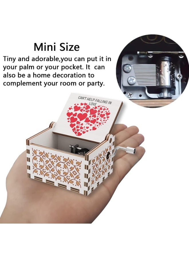 SANMUGEED Can't Help Falling in Love Wood Music Box, Antique Engraved Musical Boxes Valentine Birthday Gift for Girlfriend Wife Women,Hand Crank Music Boxes Romantic Present for Christmas Anniversary - Image 4