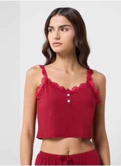Ginger Lace Cami Ribbed Top & Short Pj Set  - Image 3