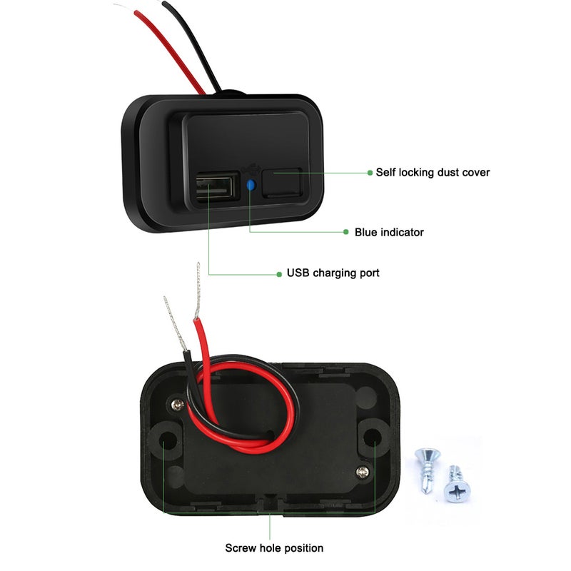 محول شحن سيارة منفذين USB مزدوجين 3.1A مقبس طاقة 12-24 فولت مع غطاء للسيارات والحافلات والشاحنات والمركبات المخيمية والقوارب والدراجات النارية - Image 3