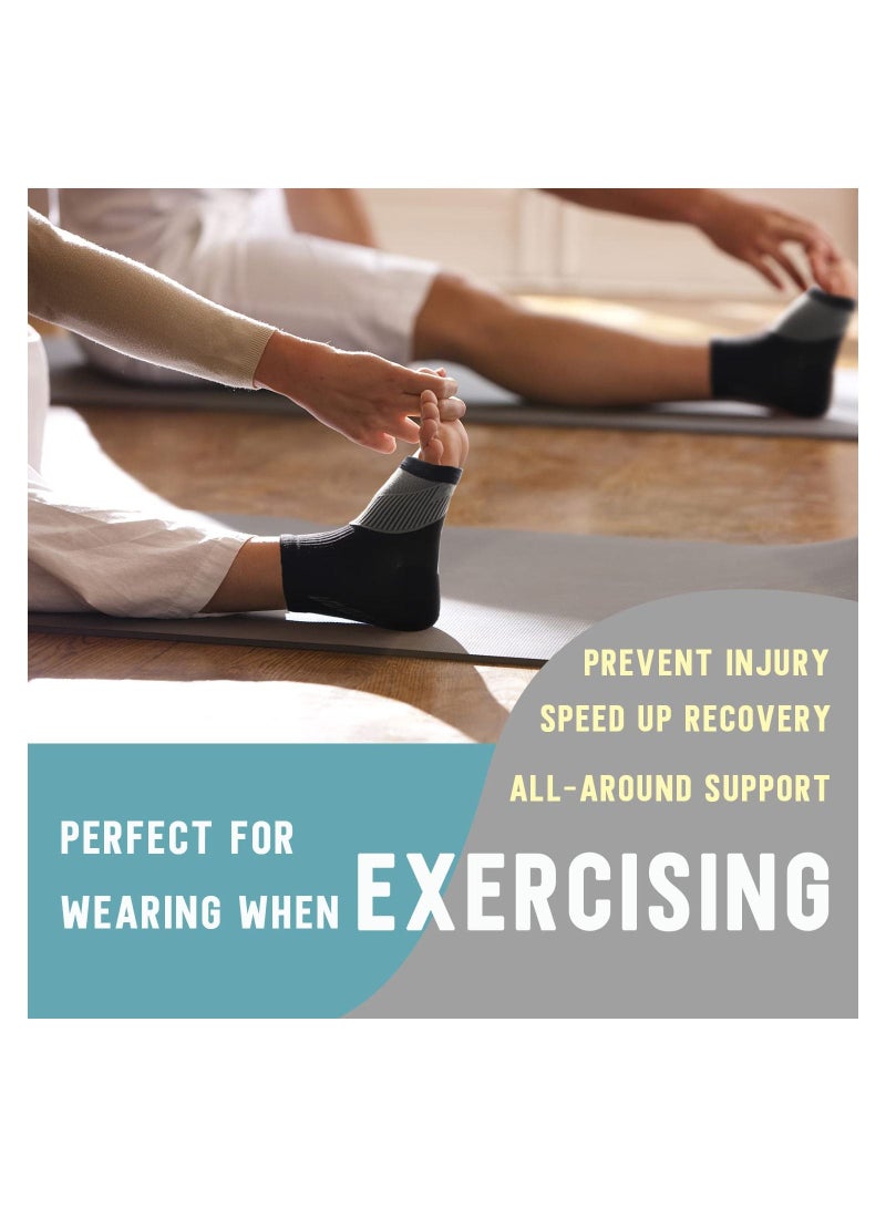 سيوسي كم ضغط الكاحل للنساء والرجال، أكمام قدم 20-30 مم زئبقي لدعم كعب الكاحل للتعافي من الإصابات الرياضية، حماية الكاحل للجري وركوب الدراجات والرقص والجوارب الرياضية للكاحل (أسود L) - Image 2