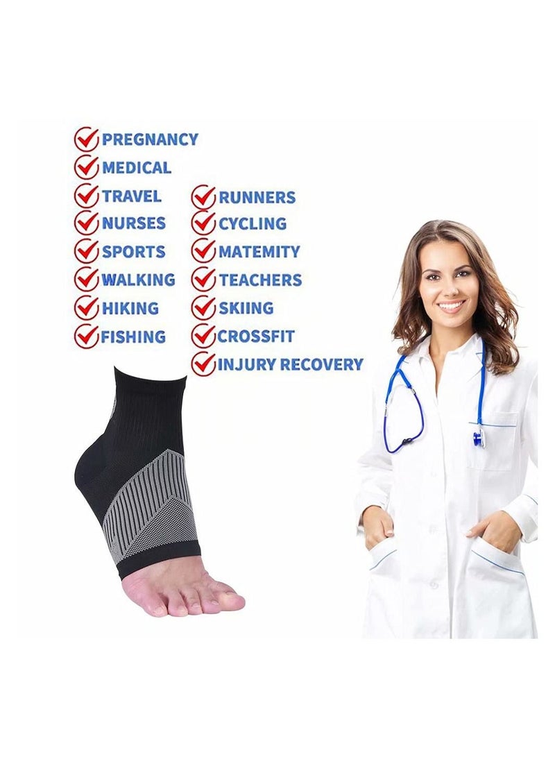سيوسي كم ضغط الكاحل للنساء والرجال، أكمام قدم 20-30 مم زئبقي لدعم كعب الكاحل للتعافي من الإصابات الرياضية، حماية الكاحل للجري وركوب الدراجات والرقص والجوارب الرياضية للكاحل (أسود L) - Image 4