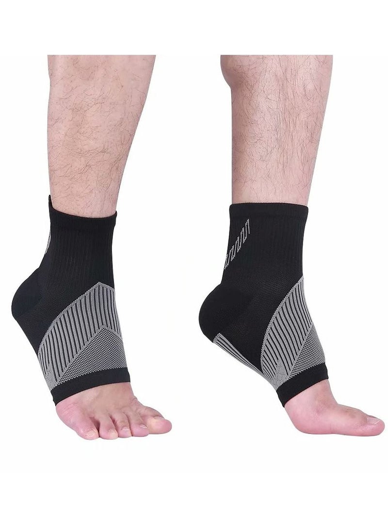 سيوسي كم ضغط الكاحل للنساء والرجال، أكمام قدم 20-30 مم زئبقي لدعم كعب الكاحل للتعافي من الإصابات الرياضية، حماية الكاحل للجري وركوب الدراجات والرقص والجوارب الرياضية للكاحل (أسود L) - Image 1