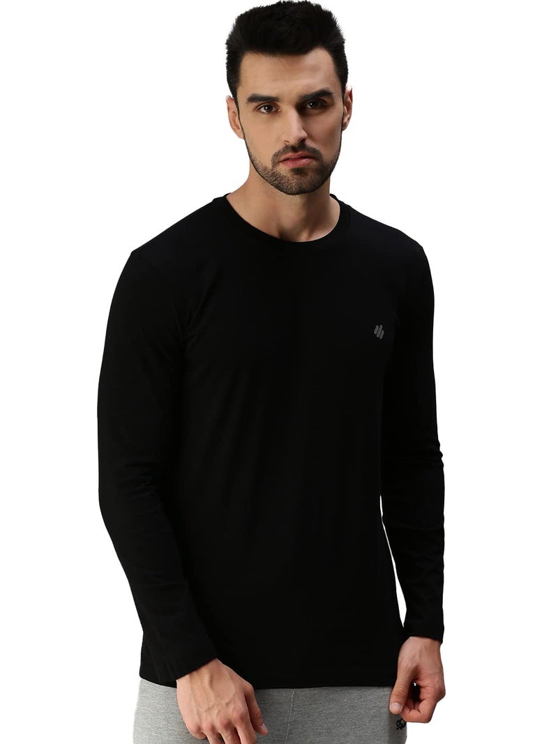 ONN Men's Black Full Sleeves Round Neck T-Shirt(Size : 3X-Large) - Image 1