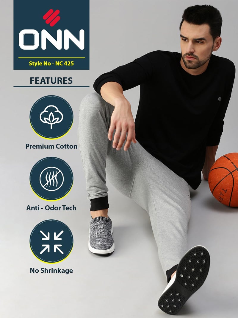 ONN Men's Black Full Sleeves Round Neck T-Shirt(Size : 3X-Large) - Image 2