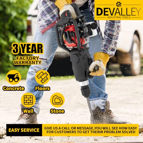 DEVALLEY Demolition Jack Hammer 33CC 2-Stroke Gas Powered Jack Hammer with Air Cooling System Hand Pull Start Gasoline Concrete Breaker Hammer for Hammering, Slotting,Drilling,Crushing - Image 5