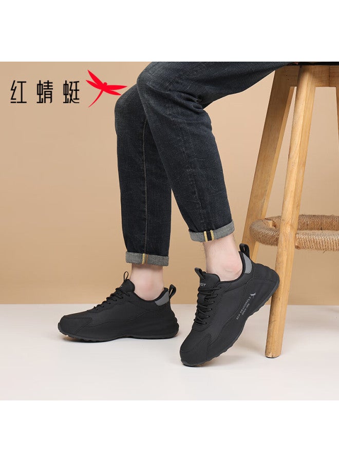 Red Dragonfly Men's Shoes Trendy Sole Leather Sports Men's Dad Shoes Height Increasing Wxa141261x Black Size 41