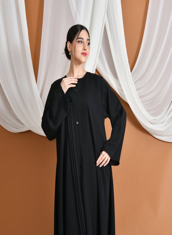 عبايات حوراء عباية هيام | بتفاصيل كسرات ناعمة وأزرار بارزة تضيف طابع كلاسيكي أنيق - Image 2