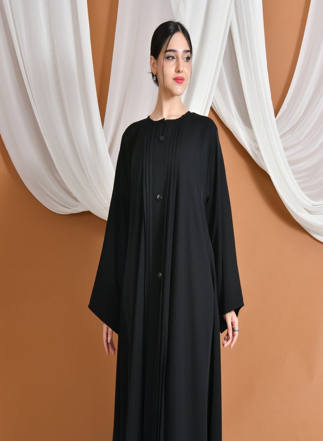 عبايات حوراء عباية هيام | بتفاصيل كسرات ناعمة وأزرار بارزة تضيف طابع كلاسيكي أنيق - Image 3