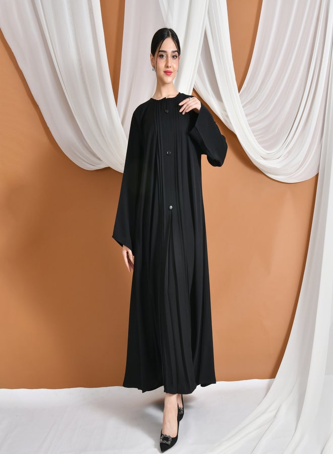 عبايات حوراء عباية هيام | بتفاصيل كسرات ناعمة وأزرار بارزة تضيف طابع كلاسيكي أنيق - Image 1