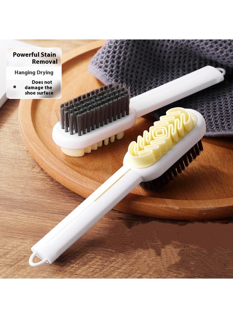 فرشاة أحذية مزدوجة الجوانب، فرشاة أحذية موكاسين، ممحاة، فرشاة مطاطية، فرشاة تنظيف مزدوجة الجوانب من فرو الموكاسين، بيضاء - Image 1