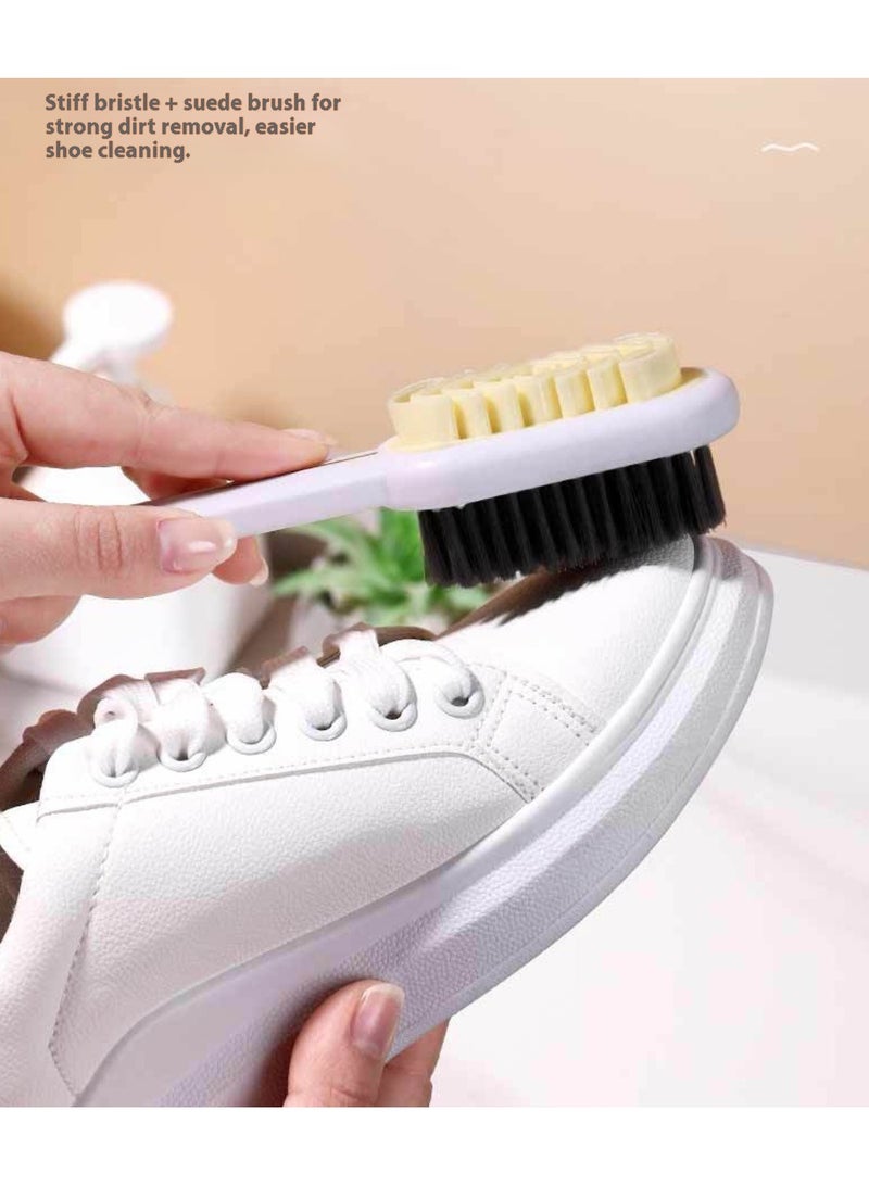فرشاة أحذية مزدوجة الجوانب، فرشاة أحذية موكاسين، ممحاة، فرشاة مطاطية، فرشاة تنظيف مزدوجة الجوانب من فرو الموكاسين، بيضاء - Image 3