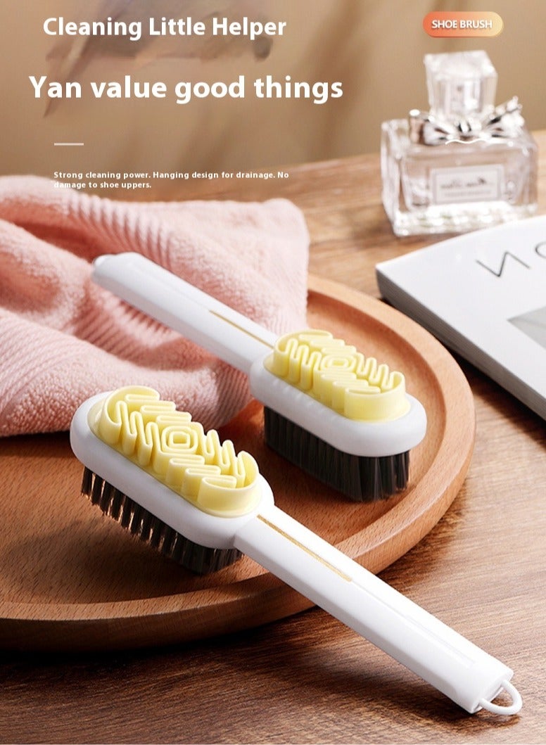 فرشاة أحذية مزدوجة الجوانب، فرشاة أحذية موكاسين، ممحاة، فرشاة مطاطية، فرشاة تنظيف مزدوجة الجوانب من فرو الموكاسين، بيضاء - Image 2