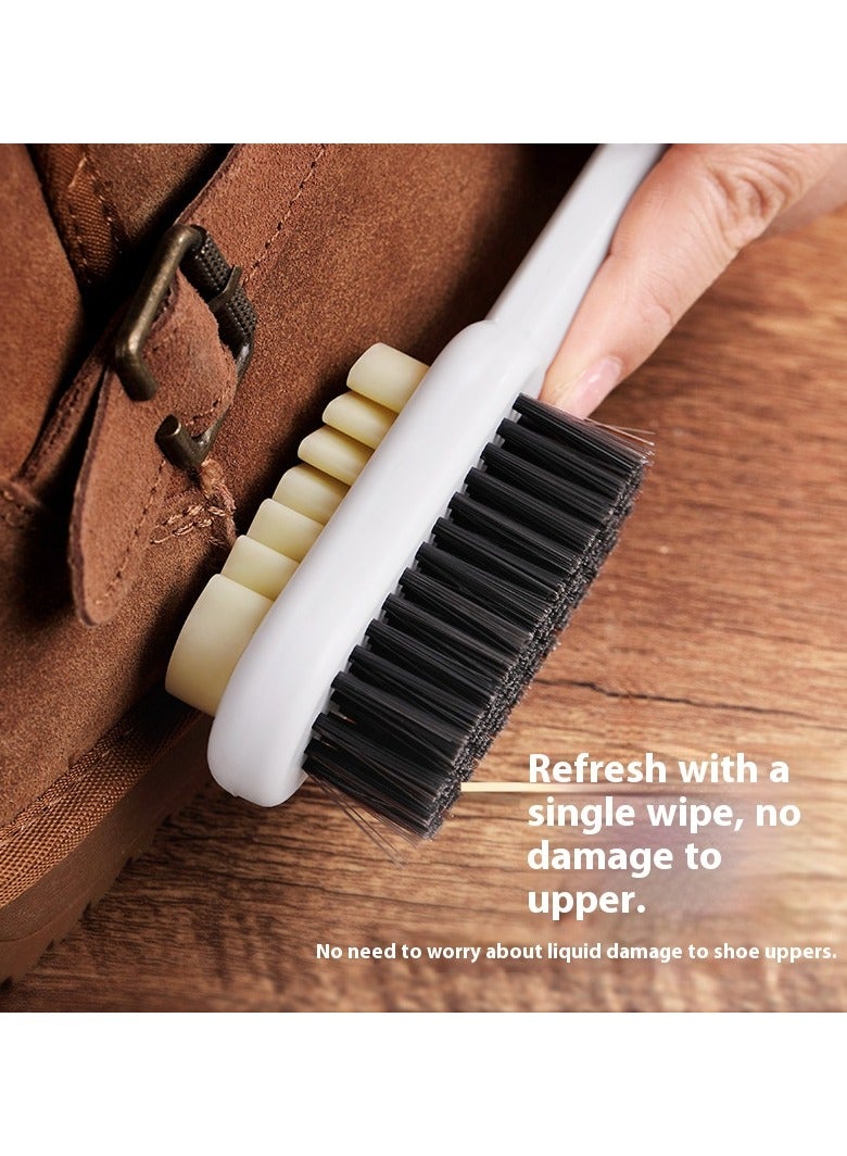 فرشاة أحذية مزدوجة الجوانب، فرشاة أحذية موكاسين، ممحاة، فرشاة مطاطية، فرشاة تنظيف مزدوجة الجوانب من فرو الموكاسين، بيضاء - Image 4