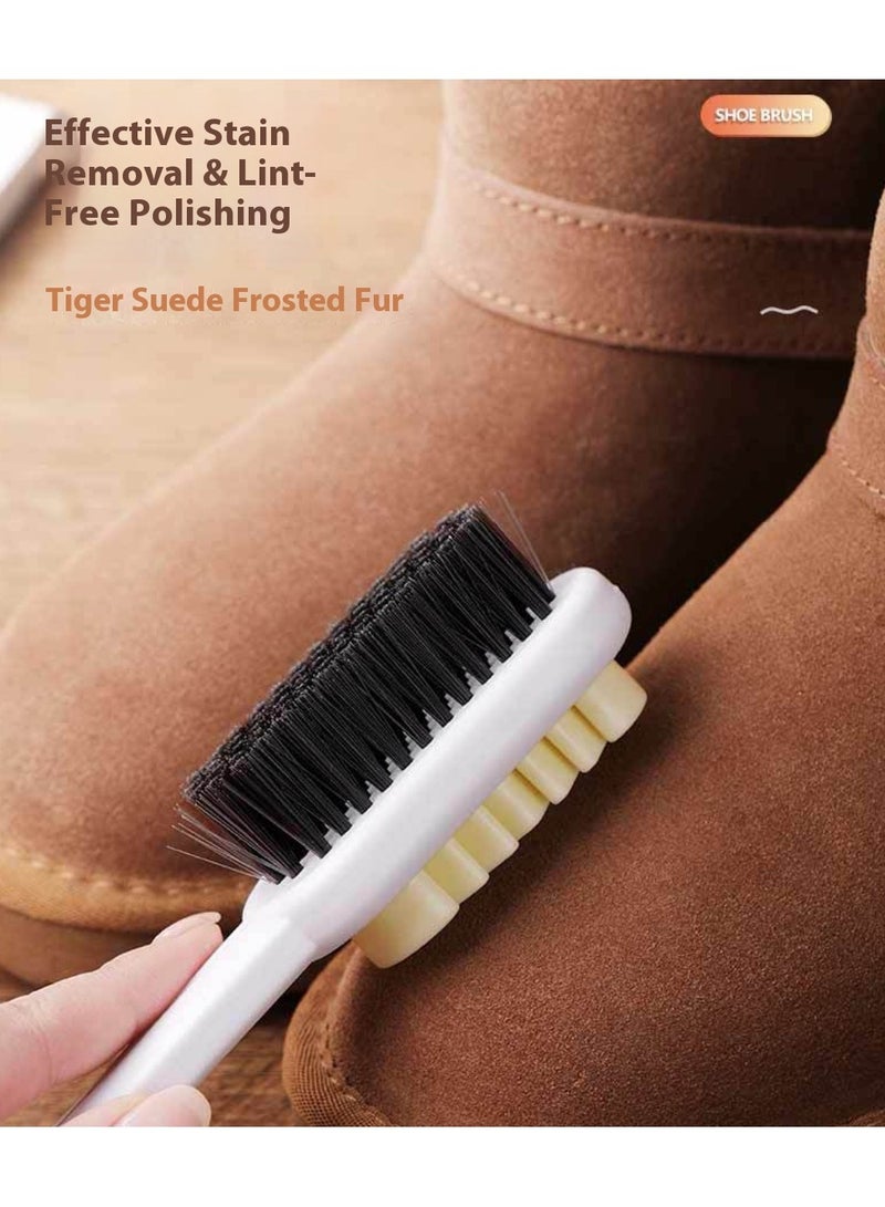 فرشاة أحذية مزدوجة الجوانب، فرشاة أحذية موكاسين، ممحاة، فرشاة مطاطية، فرشاة تنظيف مزدوجة الجوانب من فرو الموكاسين، بيضاء - Image 5