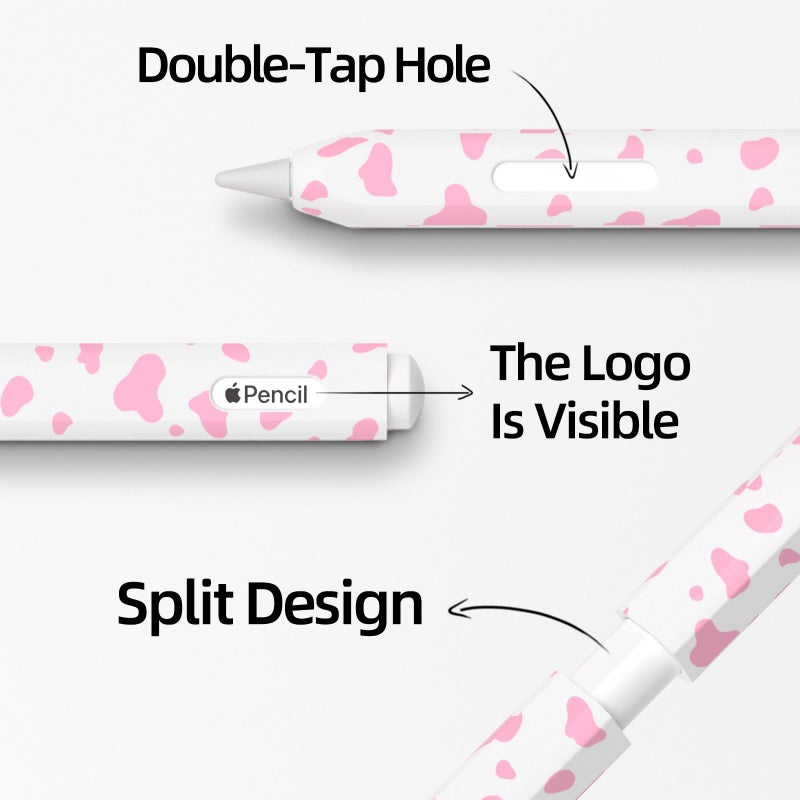 JOOSKO Cow Print Pencil Case for Apple Pencil 2nd Generation Case, Comfortable Grip, Side Thin Silicone Sleeve, Support Magnetic Attachment. (Pink) - Image 4