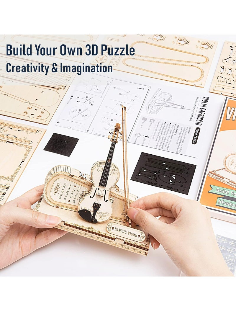 ROKR Violin Capriccio Model 3D Wooden Puzzle TG604K,3D Wooden Puzzles for Adults/Teens, Creative Home Decor, Unique Gift for Craft Hobby Adults/Teens - Image 3