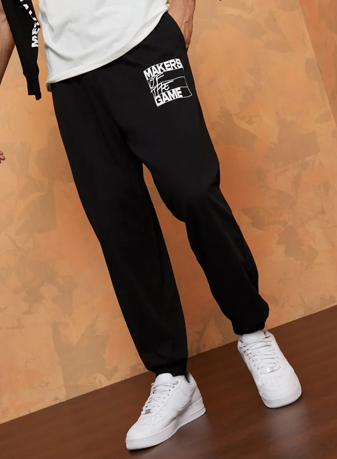 Styli Placement Print Oversized Jogger with Elasticated Hem