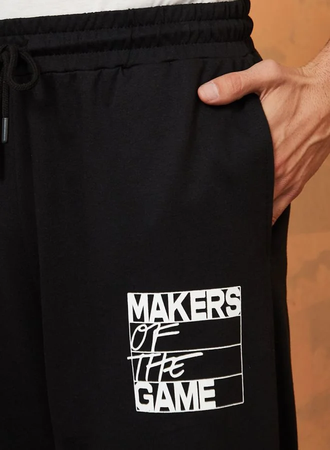 Styli Placement Print Oversized Jogger with Elasticated Hem