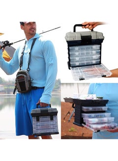 HotsUAE Fishing Tackle Box Portable 4 Layers Fishing Box Sea Boat Fishing Accessory Box Case With Handle Utility Box 26X26X15Cm 