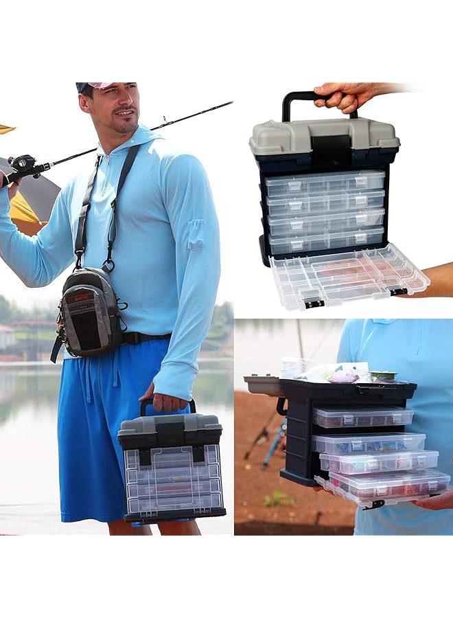 HotsUAE Fishing Tackle Box Portable 4 Layers Fishing Box Sea Boat Fishing Accessory Box Case With Handle Utility Box 26X26X15Cm 