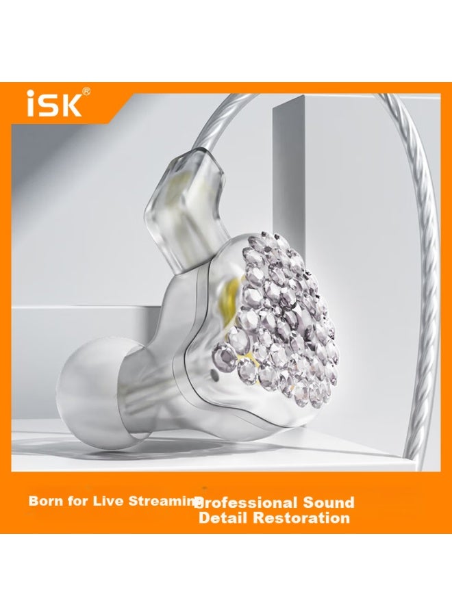isk سماعات إسك إس80 داخل الأذن لمراقبة الصوت، هاي فاي عالي الدقة، لبث مباشر، استوديوهات تسجيل احترافية، والاستماع للموسيقى، لون فضي - Image 2