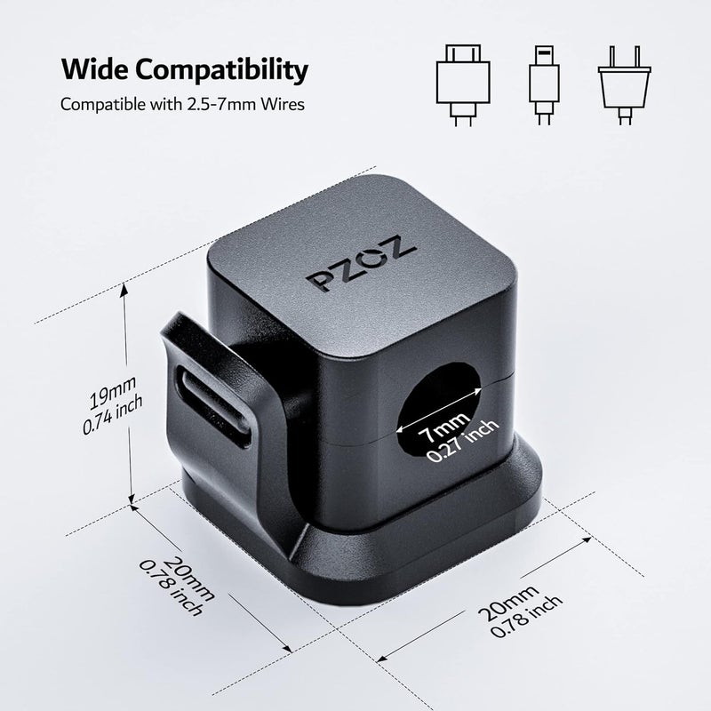 بزوز مجموعة من 6 منظم كابلات - مشابك لاصقة لتنظيم كابلات الشحن، منظم أسلاك للمنزل والمكتب، مناسب لطاولة الحائط والمكتب، مناسب لأسلاك الطاقة، وكابلات USB، وكابلات التلفزيون، وأجهزة الكمبيوتر (أسود) - Image 2