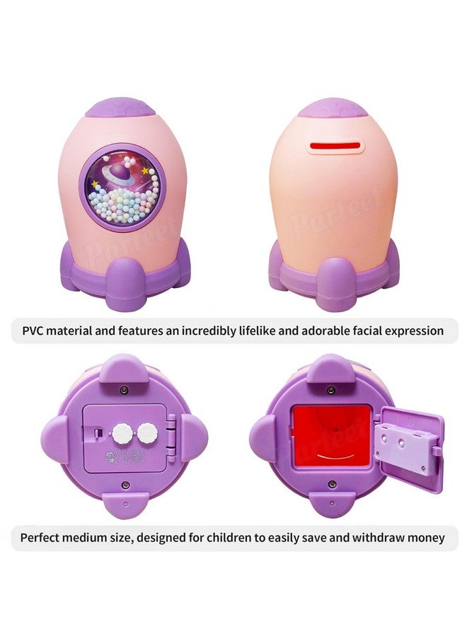Parteet Space Shape Gullak Money Bank With Number Code Lock|Secure Piggy Bank For Kids & Adults|Unique Coin Savings Box|Ideal Gift With Password Protection,Coin Box For Kids (Assorted Colour) - Modern - Image 2