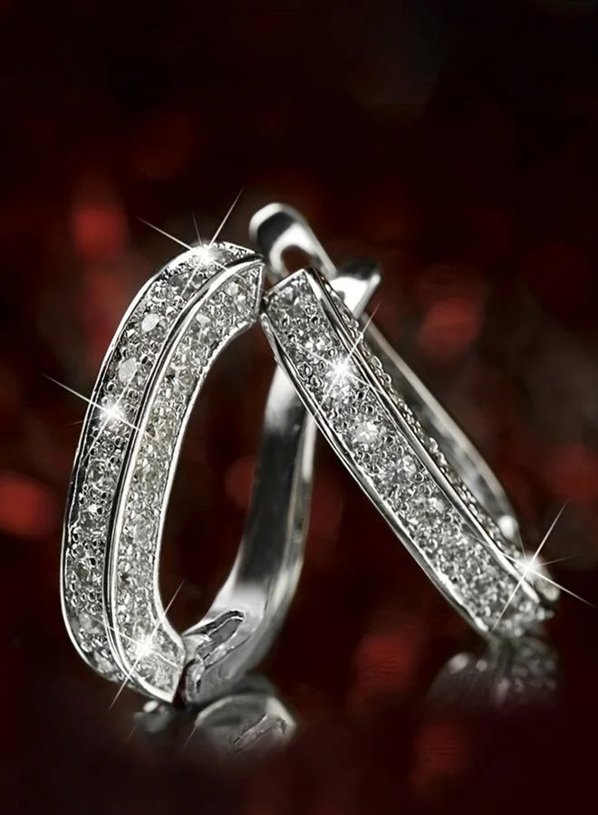 تايك تو أقراط هوب مزينة بالكريستال