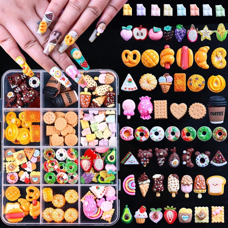 MAYCREATE 3D Cartoon Nail Charms 12Style Kawaii Sweetly Stylish Nail Art Charms DIY Art Supplies Craftwith Storage Box - Image 1
