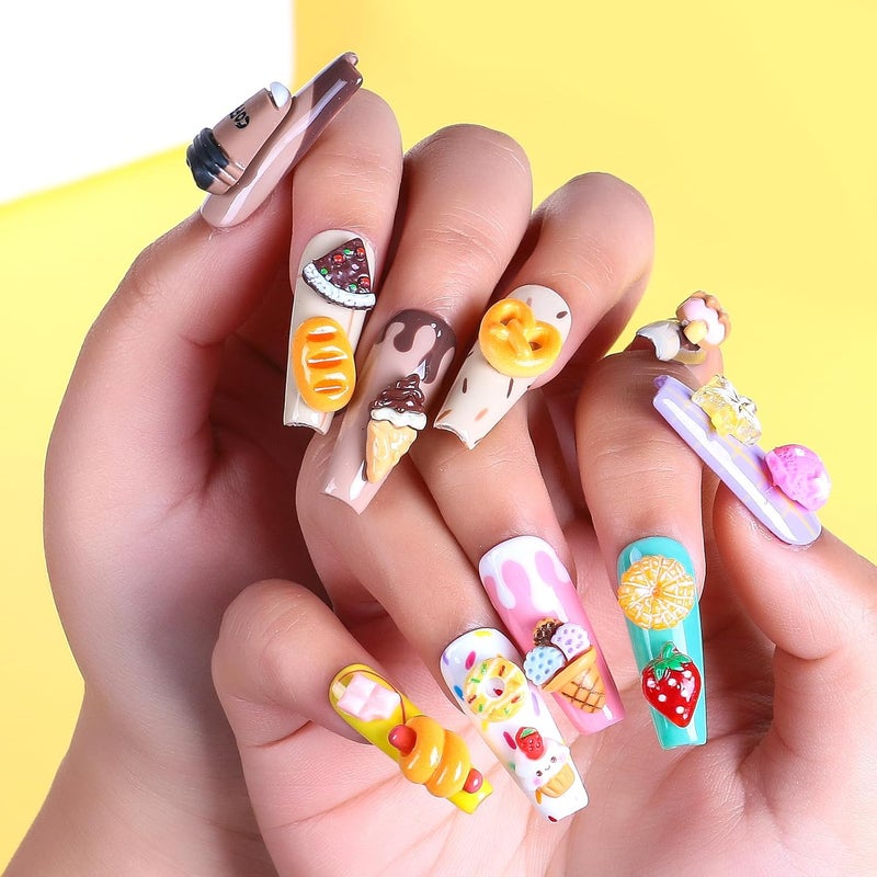 MAYCREATE 3D Cartoon Nail Charms 12Style Kawaii Sweetly Stylish Nail Art Charms DIY Art Supplies Craftwith Storage Box - Image 4