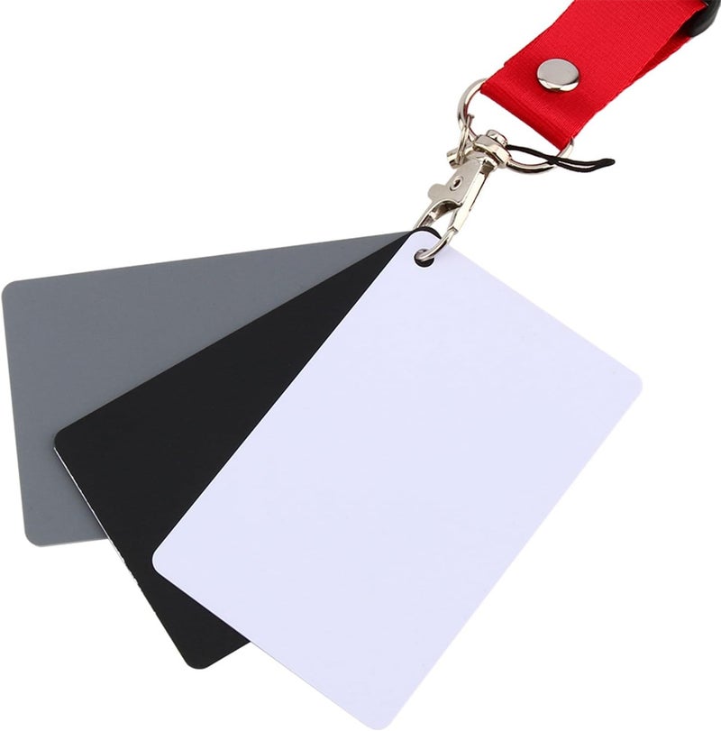 Yoidesu Grey Card White Balance Card, 3 in 1 18% Gray Cards Custom Color Calibration, Digital Color Correction Set with Quick Release Plastic Buckle, for DSLR and Film - Image 1