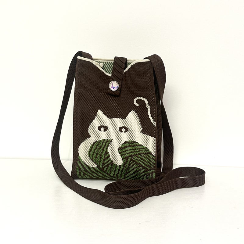 Knitted Bag Vest Bag Ins Fashionable Cute New Arrival Flower Cartoon Handbag Handbag With Contrast Color Niche Women'S Bag - Image 1