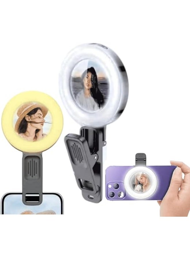 Mini Clip-On Ring Light with 4 Color Modes & Adjustable Brightness – Portable LED Selfie Light for Phone, Ideal for Makeup, Vlogging, and Photos - Image 1
