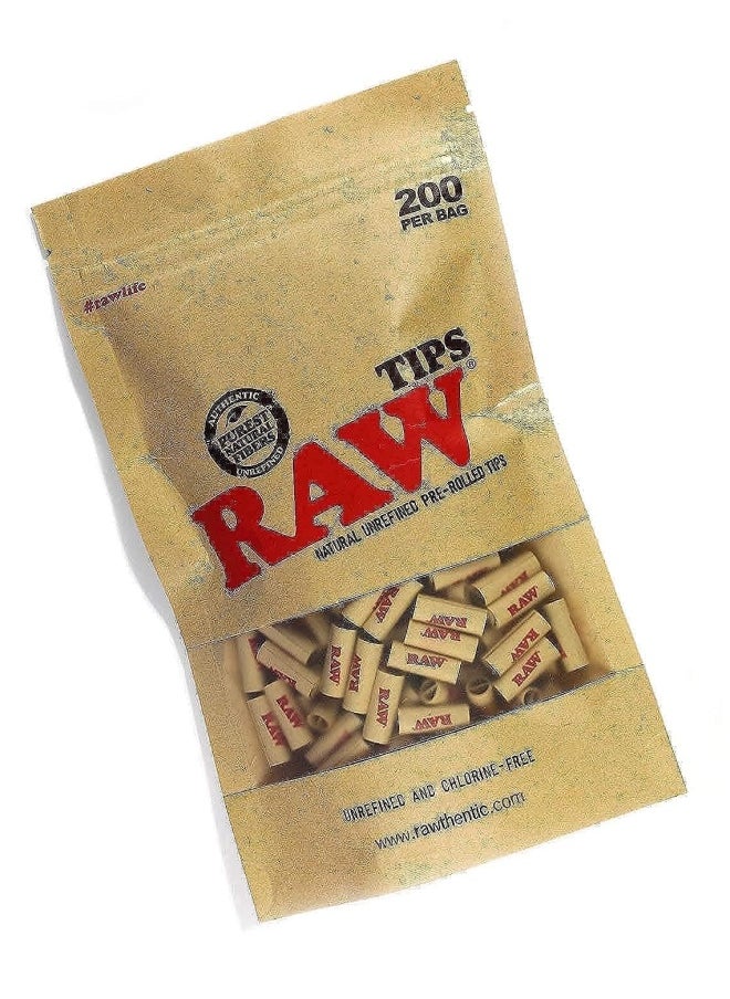 Raw - Natural Unrefined Pre-Rolled Filter Tips - 1 Bag of 200 Tips - Image 1