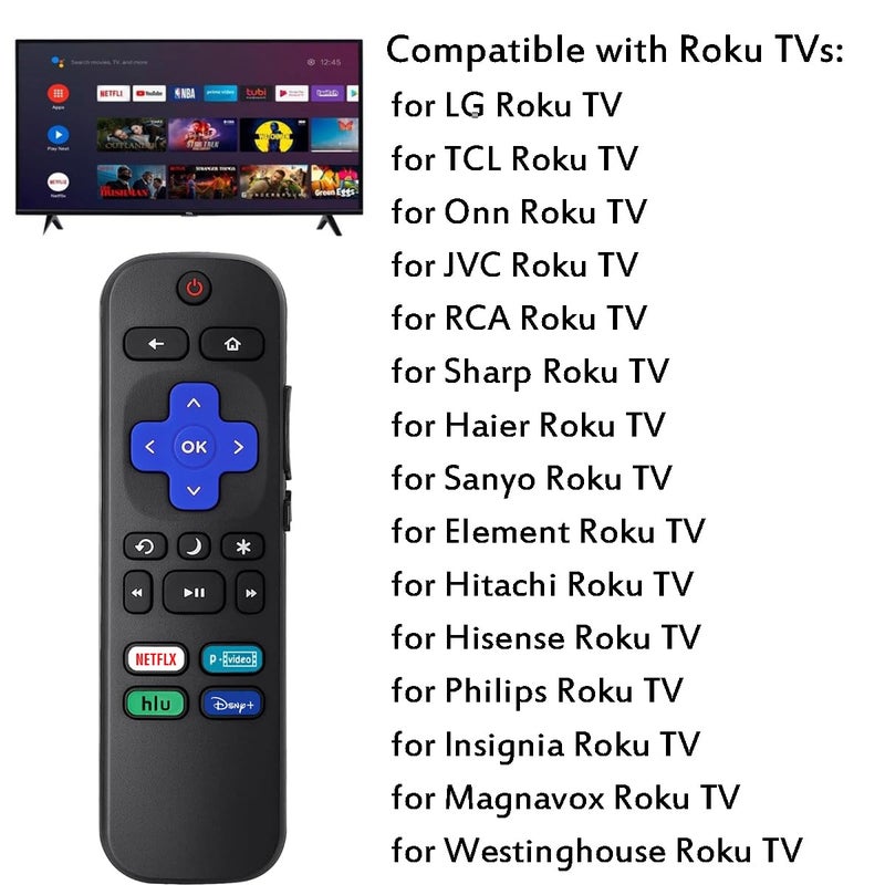 Vomwyn 2Pcs Replacement Remote Control Compatible for Roku TV, Universal Remote Fit for Hisense/Onn/TCL/Sharp/Element/Philips/Hitachi/JVC/RCA/Insignia/Sanyo/LG RokuSeries Smart TVs (Not for RokuStick & Box) - Image 2