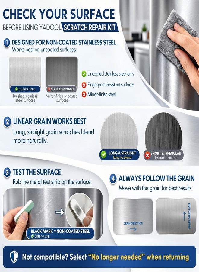 Yadool Stainless Steel Scratch Remover Kit, Suitable for Sinks & Appliances Scratch Repair & Polish, Used for Non-Coated Stainless Steel & Easily Remove Rust, Discoloration - Image 2