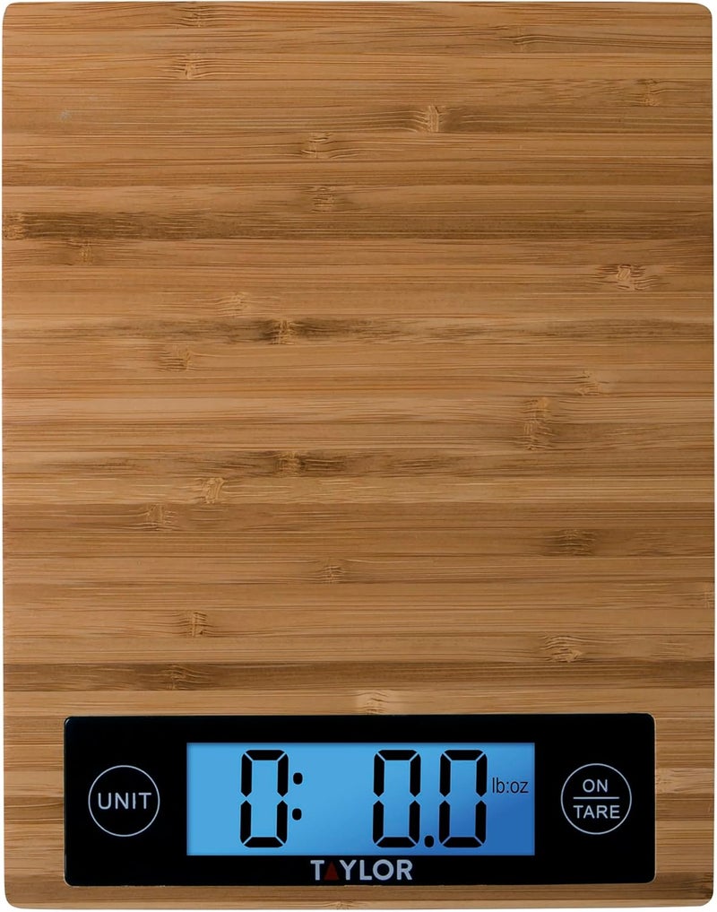 Taylor 382821 Digital Kitchen Scale, 11 Lb, Bamboo - Image 1