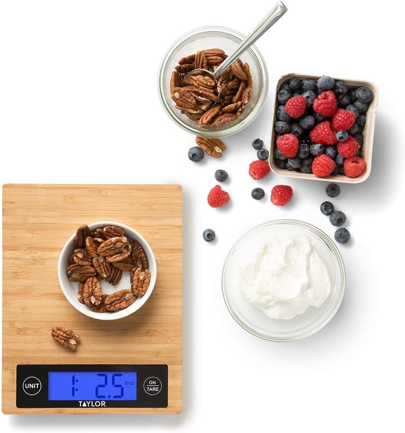 Taylor 382821 Digital Kitchen Scale, 11 Lb, Bamboo - Image 2
