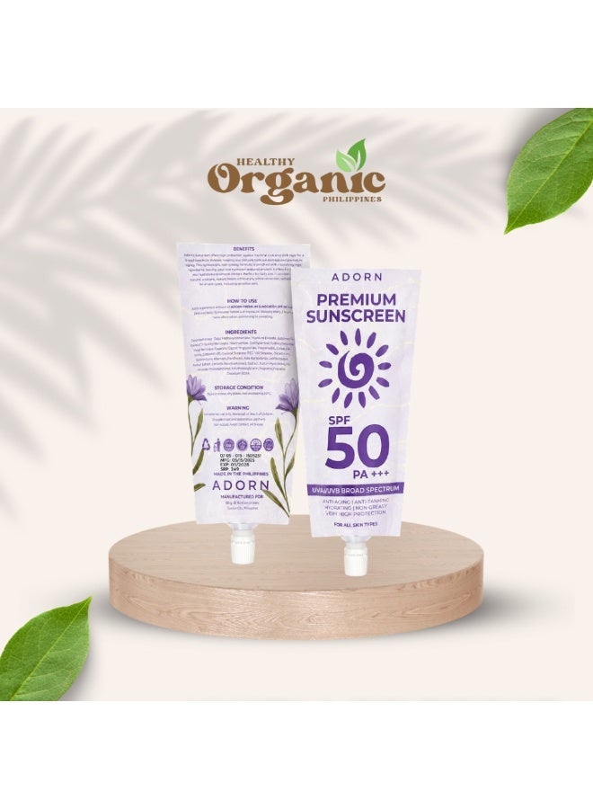 Adorn أدورن لجميع أنواع البشرة واقي شمس SPF 50 PA+++ حماية واسعة الطيف - Image 3