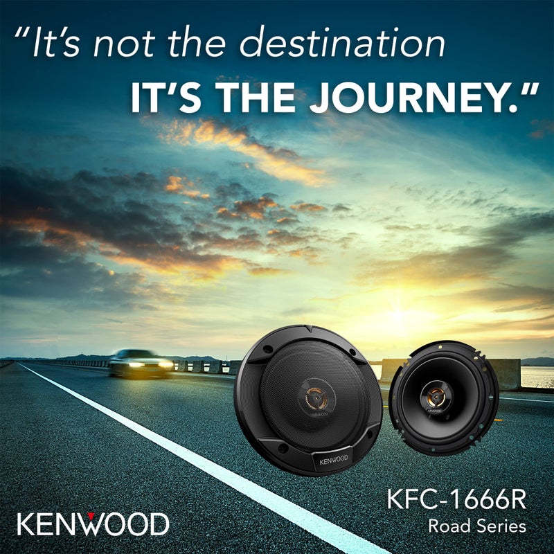 Kenwood KFC-1666R Road Series Car Speakers (Pair) - 6.5" 2-Way Car Coaxial Speakers, 300W, 4-Ohm Impedance, Cloth Woofer & Balanced Dome Tweeter, Heavy Duty Magnet Design - Image 2